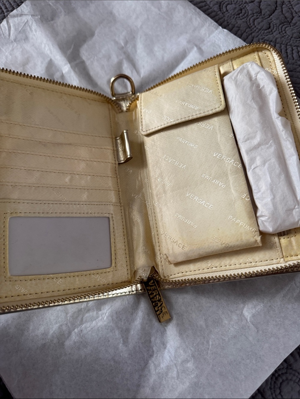 Versace Gold Metallic Zip-Around Wallet - Picture 2 of 3